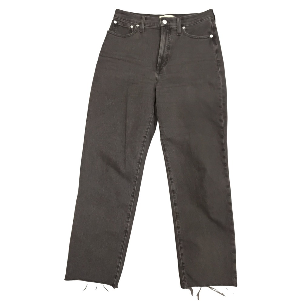 Madewell The Perfect Vintage Straight Jean Washed Black Raw‎ Hem Size 28